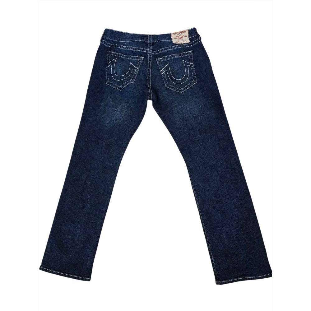 True Religion Jeans Ricky Relaxed Straight 38 Mens Dark Wash Contrast Stitch Y2K